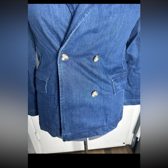 ANTHROPOLOGIE Pilcro Double Breasted Denim Blazer Jean Jacket Medium NWT AB3 - Picture 2 of 10